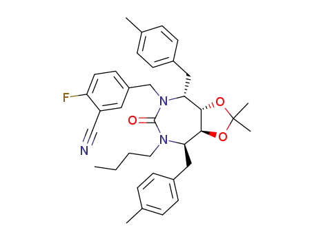 5-[(3aS,4R,8R,8aS)-7-Butyl-2,2-dimethyl-4,8-bis-(4-methyl-benzyl)-6-oxo-hexahydro-1,3-dioxa-5,7-diaza-azulen-5-ylmethyl]-2-fluoro-benzonitrile