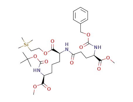 Molecular Structure of 478920-23-9 (7-methyl 1-[2-(trimethylsilyl)ethyl] (2S,6S)-N<sup>α</sup>-(N-benzyloxycarbonyl-D-isoglutamyl α-methyl ester)-N<sup>ε</sup>-(tert-butyloxycarbonyl)-2,6-diaminopimelate)