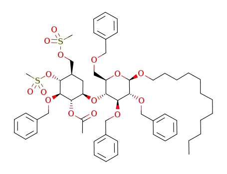 dodecyl 2-O-acetyl-3-O-benzyl-4,6-di-O-methanesulfonyl-5a-carba-β-D-glucopyranosyl-(1->4)-2,3,6-tri-O-benzyl-β-D-glucopyranoside