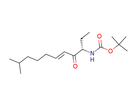 Molecular Structure of 622841-49-0 (Carbamic acid, [(1S,3E)-1-ethyl-8-methyl-2-oxo-3-nonenyl]-,
1,1-dimethylethyl ester)