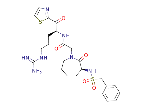 Molecular Structure of 549506-83-4 (1H-Azepine-1-acetamide, N-[(1S)-4-[(aminoiminomethyl)amino]-1-(2-thiazolylcarbonyl)butyl]hexahydro-2-oxo-3-[[(phenylmethyl)sulfonyl]amino]-, (3S)-)