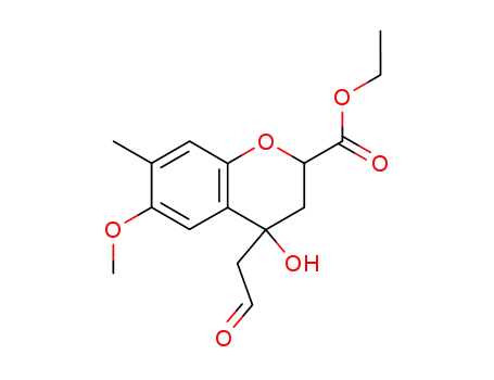 Molecular Structure of 630390-85-1 (2H-1-Benzopyran-2-carboxylic acid,
3,4-dihydro-4-hydroxy-6-methoxy-7-methyl-4-(2-oxoethyl)-, ethyl ester)