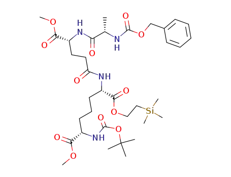 Molecular Structure of 478920-25-1 (7-methyl 1-[2-(trimethylsilyl)ethyl] (2S,6S)-N<sup>α</sup>-[(N-benzyloxycarbonyl-L-alanyl)-D-isoglutamyl α-methyl ester]-N<sup>ε</sup>-(tert-butyloxycarbonyl)-2,6-diaminopimelate)
