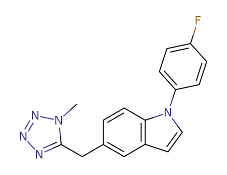 Molecular Structure of 243467-62-1 (1H-Indole, 1-(4-fluorophenyl)-5-[(1-methyl-1H-tetrazol-5-yl)methyl]-)