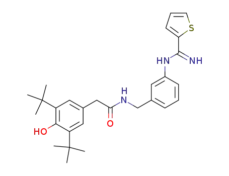 2-(3,5-di-<i>tert</i>-butyl-4-hydroxy-phenyl)-<i>N</i>-{3-[(thiophene-2-carboximidoyl)-amino]-benzyl}-acetamide