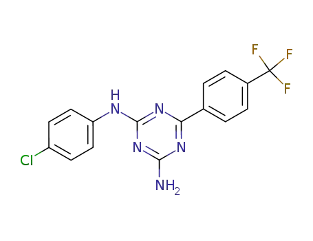 Molecular Structure of 134659-18-0 (N<SUP>2</SUP>-(4-chlorophenyl)-6-(4-(trifluoromethyl)phenyl)-1,3,5-triazine-2,4-diamine)