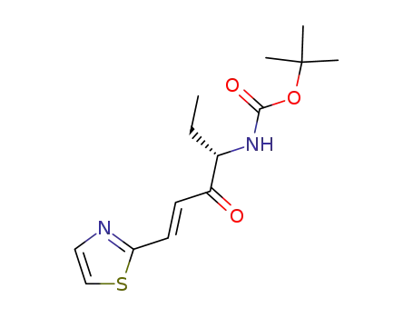 Molecular Structure of 622841-47-8 (Carbamic acid, [(1S,3E)-1-ethyl-2-oxo-4-(2-thiazolyl)-3-butenyl]-,
1,1-dimethylethyl ester)