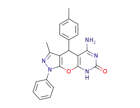 5-amino-4-(4-methylphenyl)-3-methyl-1-phenyl-4,8-dihydro-2(H)-pyrazolo[4',3':5,6]pyrano[2,3-d]pyrimidine-7(1H)-one