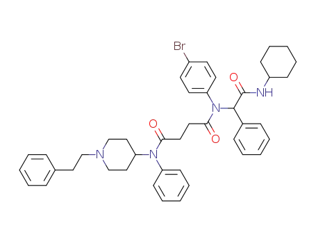 Molecular Structure of 1379800-12-0 (N<sub>1</sub>-(4-bromophenyl)-N<sub>1</sub>-[2-(cyclohexylamino)-2-oxo-1-phenylethyl]-N<sub>4</sub>-phenyl-N<sub>4</sub>-[1-(2-phenylethyl)piperidin-4-yl]butanediamide)