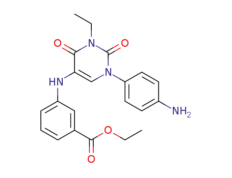 3-(1-(4-aminophenyl)-3-ethyl-2,4-dioxo-1,2,3,4-tetrahydropyrimidin-5-yl-amino)benzoic acid ethyl ester