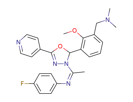 (25Z)-N-(1-[2-{3-[(dimethylamino)methyl]-2-methoxyphenyl}-5-(pyridin-4-yl)-1,3,4-oxadiazol-3(2H)-yl]ethylidene)-4-fluorobenzenamine