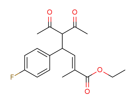 Molecular Structure of 1380396-89-3 (ethyl (2E)-5-acetyl-4-(4-fluorophenyl)-2-methyl-6-oxohept-2-enoate)