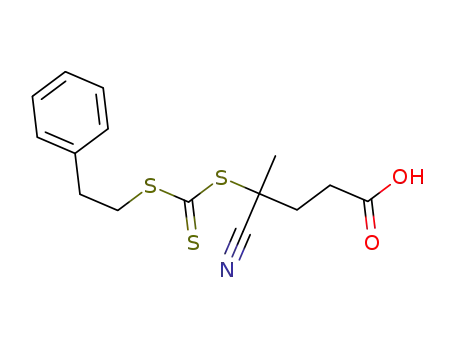Molecular Structure of 1351859-46-5 (4-cyano-4-((2-phenylethylsulfanylthiocarbonyl)sulfanyl)pentanoic acid)