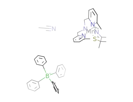 Molecular Structure of 1379690-67-1 (Mn(SC(CH<sub>3</sub>)2C(CH<sub>3</sub>)NC<sub>3</sub>H<sub>6</sub>N(CH<sub>2</sub>C<sub>5</sub>H<sub>3</sub>(CH<sub>3</sub>)N)2)<sup>(1+)</sup>*B(C<sub>6</sub>H<sub>5</sub>)4<sup>(1-)</sup>*CH<sub>3</sub>CN=[Mn(SC(CH<sub>3</sub>)2C(CH<sub>3</sub>)NC<sub>3</sub>H<sub>6</sub>N(CH<sub>2</sub>C<sub>5</sub>H<sub>3</sub>(CH<sub>3</sub>)N)2)]B(C<sub>6</sub>H<sub>5</sub>)4*CH<sub>3</sub>CN)