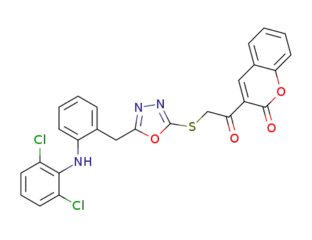 3-[2-{5-(2-(2,6-dichlorophenylamino)benzyl)-1,3,4-oxadiazol-2-ylthio}acetyl]-2H-chromen-2-one