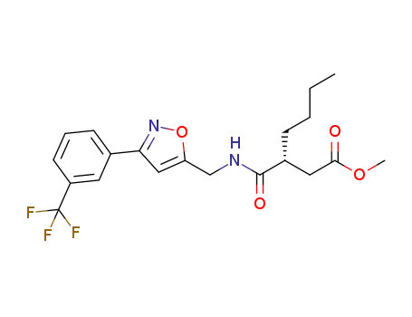 Molecular Structure of 1240190-15-1 (N-[(3-m-trifluoromethylphenylisoxazol-5-yl)methyl]-(R)-2-methoxycarbonylmethylhexanamide)