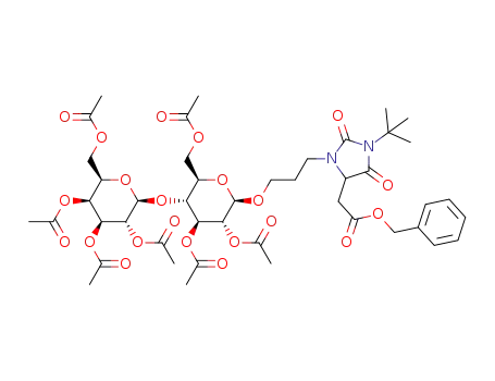 (3S,4S,6S)-2-(Acetoxymethyl)-6-((3R,4S,6R)-4,5-diacetoxy-2-(acetoxymethyl)-6-(3-(5-(2-(benzyloxy)-2-oxoethyl)-3-tert-butyl-2,4-dioxoimidazolidin-1-yl)propoxy)tetrahydro-2H-pyran-3-yloxy)tetrahydro-2H-pyran-3,4,5-triyl triacetate