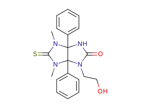 Molecular Structure of 1346780-20-8 (1-(2-hydroxyethyl)-4,6-dimethyl-3a,6a-diphenyl-5-thioxooctahydroimidazo[4,5-d]imidazol-2-one)
