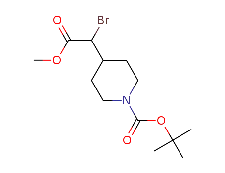 Molecular Structure of 881016-88-2 (4-Piperidineacetic acid, a-bromo-1-[(1,1-dimethylethoxy)carbonyl]-,
methyl ester)
