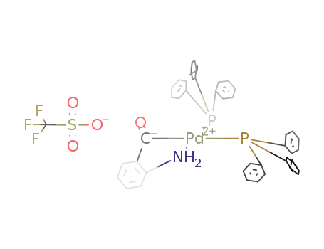 H<sub>2</sub>NC<sub>6</sub>H<sub>4</sub>COPd[P(C<sub>6</sub>H<sub>5</sub>)3]2<sup>(1+)</sup>*CF<sub>3</sub>SO<sub>3</sub><sup>(1-)</sup>=H<sub>2</sub>NC<sub>6</sub>H<sub>4</sub>COPd[P(C<sub>6</sub>H<sub>5</sub>)3]2O<sub>3</sub>SCF<sub>3</sub>