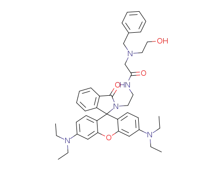 2-(benzyl(2-hydroxyethyl)amino)-N-(2-(3',6'-bis(diethylamino)-3-oxospiro[isoindoline-1,9'-xanthene]-2-yl)ethyl)acetamide