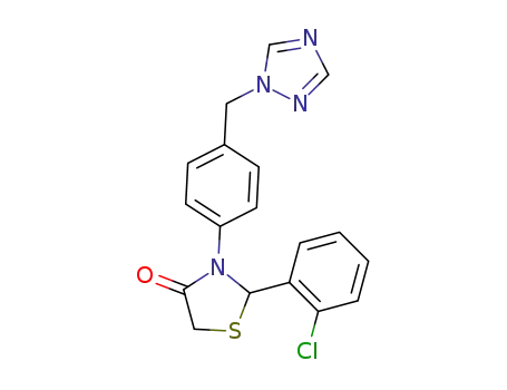 Molecular Structure of 1388155-40-5 (3-(4-((1H-1,2,4-triazol-1-yl)methyl)phenyl)-2-(2-chlorophenyl)thiazolidin-4-one)