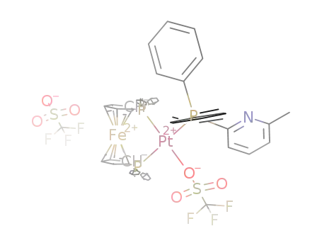 Molecular Structure of 1435349-66-8 (dppf(2-(diphenylphosphino)-6-methylpyridine)platinum(II)bistriflate)