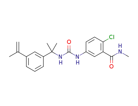 Molecular Structure of 1245750-39-3 (2-chloro-N-methyl-5-(3-(2-(3-(prop-1-en-2-yl)phenyl)propan-2-yl)ureido)benzamide)