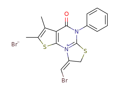 (8E)-8-(bromomethylidene)-2,3-dimethyl-4-oxo-5-phenyl-4,5,7,8-tetrahydro[1,3]-thiazolo[3,2-a]thieno[3,2-e]pyrimidin-9-ium bromide