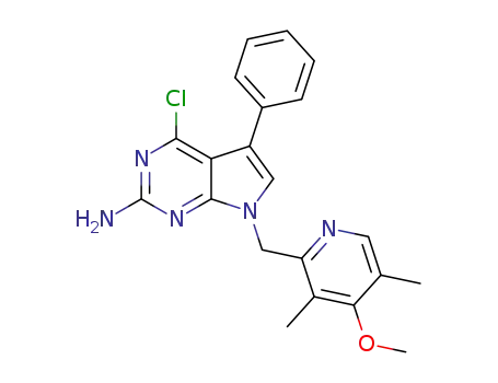 7H-Pyrrolo[2,3-d]pyrimidin-2-amine,
4-chloro-7-[(4-methoxy-3,5-dimethyl-2-pyridinyl)methyl]-5-phenyl-