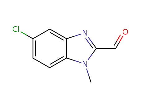Molecular Structure of 156212-80-5 (1H-Benzimidazole-2-carboxaldehyde,5-chloro-1-methyl-(9CI))