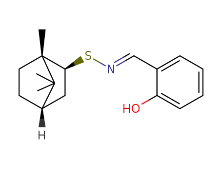 Molecular Structure of 1416720-80-3 ((1S,2S,4S,E)-N-(2-hydroxybenzylidene)-1,7,7-trimethylbicyclo[2.2.1]heptane-2-sulfenamide)