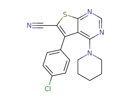 5-(4-chlorophenyl)-4-(piperidin-1-yl)thieno[2,3-d]pyrimidine-6-carbonitrile