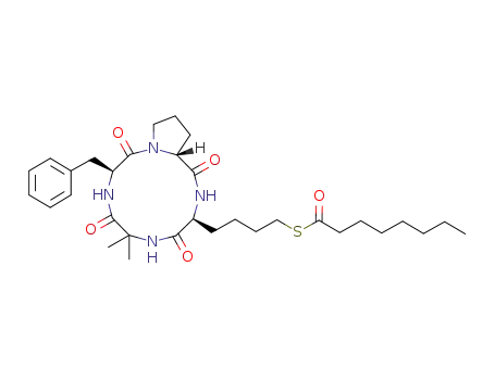 (-)-S-{4-[(3S,9S,14aR)-9-benzyl-6,6-dimethyl-1,4,7,10-tetraoxotetradecahydropyrrolo[1,2-a][1,4,7,10]tetraazacyclododecin-3-yl]butyl} octanethioate