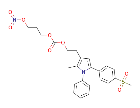 Molecular Structure of 1429808-16-1 (2-(2-methyl-5-(4-(methylsulfonyl)phenyl)-1-phenyl-1H-pyrrol-3-yl)ethyl-3-(nitrooxy)propyl carbonate)
