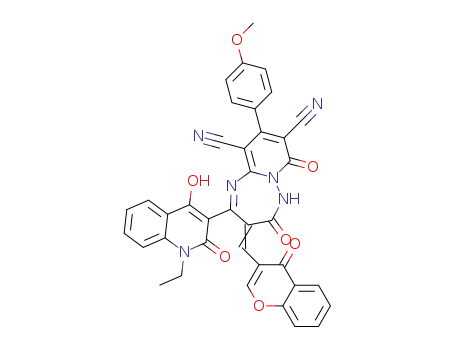 2-(1-ethyl-4-hydroxy-2-oxo-1,2-dihydroquinolin-3-yl)-3-[(4-oxo-4H-chromen-3-yl)methylidene]-9-(4-methoxyphenyl)-4,7-dioxo-4,5,6,7-tetrahydropyrido[1,2-b][1,2,4]triazepine-8,10-dicarbonitrile