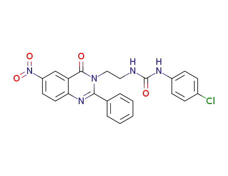 Molecular Structure of 1367326-32-6 (1-(4-chloro-phenyl)-3-[2-(6-nitro-4-oxo-2-phenyl-4H-quinazolin-3-yl)ethyl]urea)