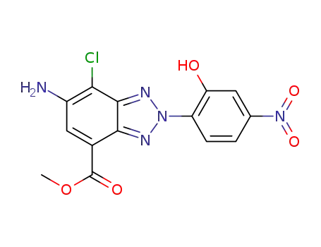 Molecular Structure of 1426245-08-0 (6-amino-7-chloro-2-(2-hydroxy-4-nitrophenyl)-2H-benzotriazole-4-carboxylic acid methyl ester)