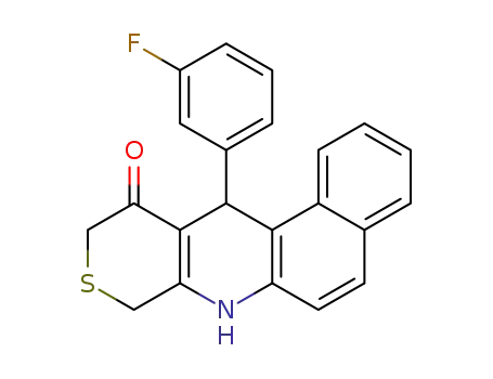 Molecular Structure of 1380203-44-0 (12-(3-fluorophenyl)-10,12-dihydro-7H-benzo[f]thiopyrano[3,4-b]quinolin-11(8H)-one)