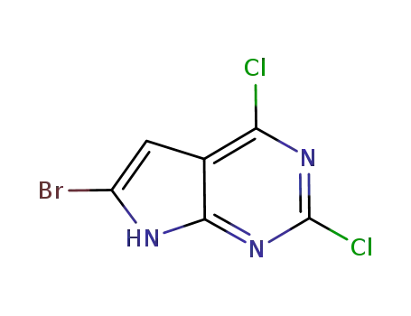 Molecular Structure of 1131992-30-7 (6-BROMO-2,4-DICHLORO-7H-PYRROLO[2,3-D]PYRIMIDINE)