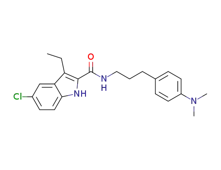 Molecular Structure of 1584144-65-9 (5-chloro-N-(3-(4-(dimethylamino)phenyl)propyl)-3-ethyl-1H-indole-2-carboxamide)