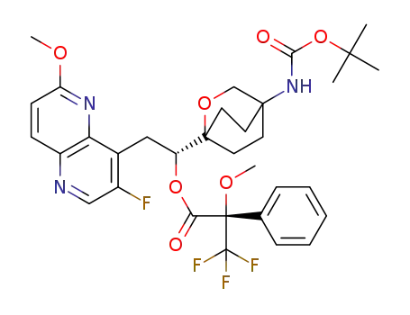 t-butyl 1-(2-(3-fluoro-6-methoxy-1,5-naphthyridin-4-yl)-1-hydroxyethyl)-2-oxabicyclo[2.2.2]octan-4-ylcarbamate