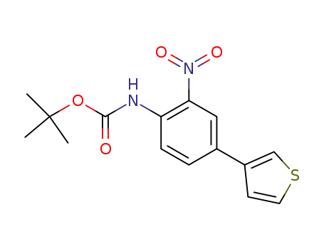 Molecular Structure of 335254-74-5 ((2-nitro-4-thiophen-3-yl-phenyl)-carbamic acid tert.-butyl ester)