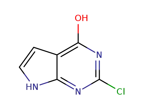 Molecular Structure of 1245811-22-6 (2-Chloro-3,7-dihydro-4H-pyrrolo[2,3-d]pyriMidin-4-one)