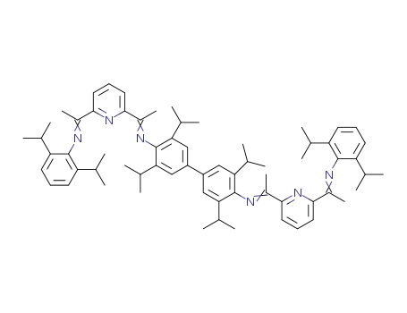 Molecular Structure of 1574293-60-9 (N,N'-bis(1-(3-(1-(2,6-diisopropylphenylimino)ethyl)pyridin-2-yl)ethylidene)tetraisopropylbenzidine)