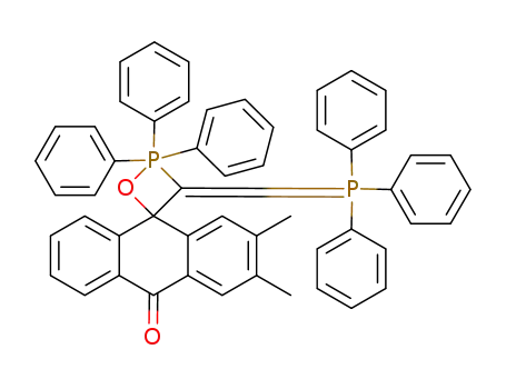 Molecular Structure of 1518979-42-4 (2,3-dimethyl-2',2',2'-triphenyl-3'-(triphenylphosphanylidene)-10H-spiro[anthracene-9,4'-[1,2]oxaphosphetan]-10-one)