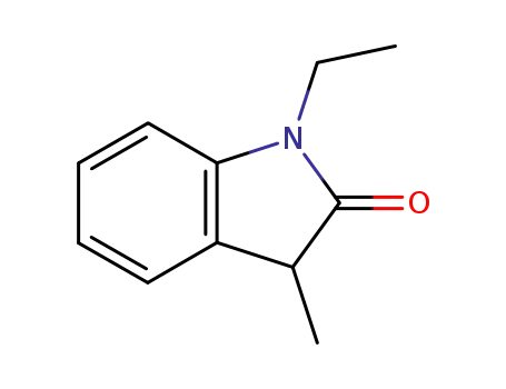 Molecular Structure of 84258-49-1 (2H-Indol-2-one, 1-ethyl-1,3-dihydro-3-methyl-)