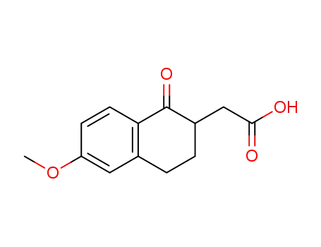 Molecular Structure of 17529-16-7 (6-METHOXY-1-OXO-1,2,3,4-TETRAHYDRONAPHTHALEN-2-YL)ACETIC ACID)