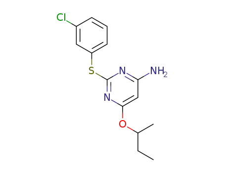 Molecular Structure of 284681-49-8 (2-[(3-chlorophenyl)sulfanyl]-6-(1-methylpropoxy)pyrimidin-4-amine)