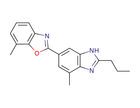 Molecular Structure of 885046-11-7 (7-methyl-2-(4-methyl-2-propyl-1H-benzo[d]imidazol-6-yl)benzo[d]oxazole)